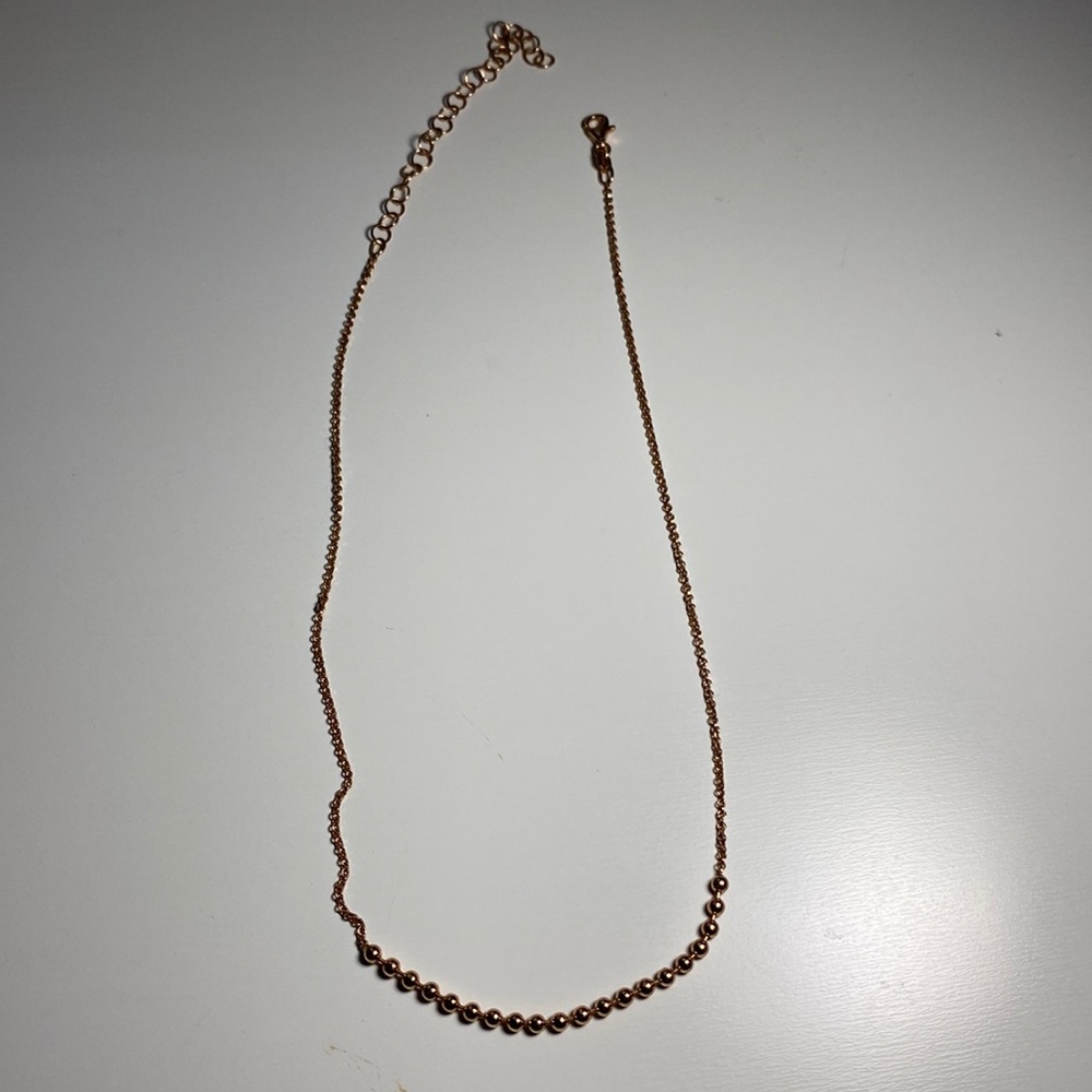 Rose gold beaded sterling silver choker necklace adjustable